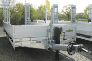 Humbaur Schwerlastanhänger Bauprogramm HBT 106224, Tandem-Überlader, Ladefläche abgeschrägt, Gesamtgewicht 10,5t•