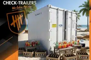 Vermietung Tiefkühlcontainer bis -20 Grad 300x220x230xcm auf PKW-Anhänger, Thermo King Wandstärke 10-12 cm