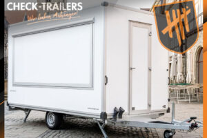 Humbaur HVK 13 37 22-24 PF30 Verkaufsanhänger, 1300kg/321kg Nutzlast, 369x213x228cm, Verkaufsklappe, Einachser, Leerwagen PurFerro, Wandstärke 30 mm•