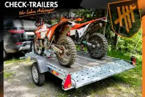 Vermietung Motorradanhänger, B-Schein, hydraulisch Absenkbar, 750 kg
